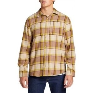 Mens Alpine Design‎ Brushed Flannel Long Sleeve Shirt Evans Tree Moss Brown Med